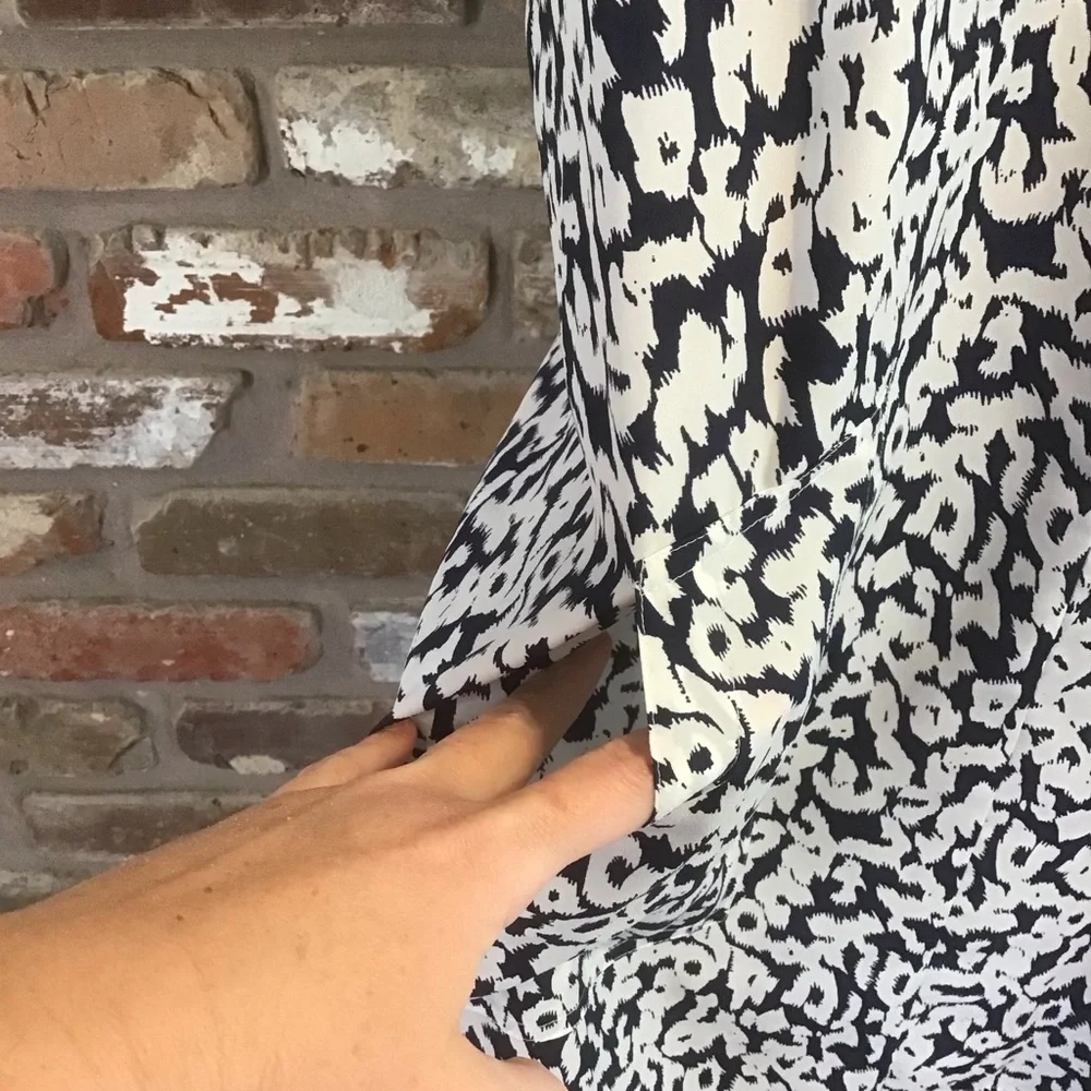 J. CREW Women’s Navy White Leopard Print V-neck Sheath Dress L